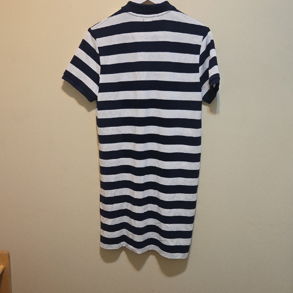 Polo By Ralph Lauren Navy and White Rugby Striped Mini Preppy Dress Size L - Picture 3 of 12